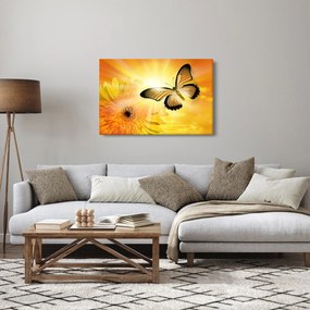 Kép - Sárga pillangó virággal (90x60 cm)
