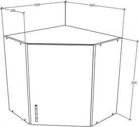 Benita 1 ajtós Felső konyhaszekrény Antracit-Fehér 60x60x60 cm N