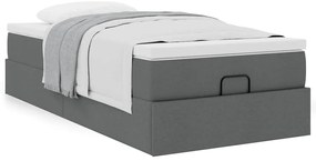 Ottomán ágykeret matraccal sötétszürke 80x200cm szövet