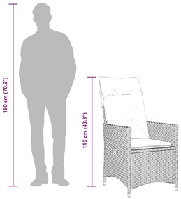 11 részes bézs polyrattan kerti bisztrógarnitúra párnákkal