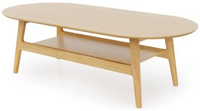 Natúr színű dohányzóasztal tölgyfa dekorral 60x130 cm Curved – Woodman