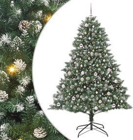 vidaXL Mű karácsonyfa 300 LED-del Zöld 210 cm PVC és Műanyag és Acél