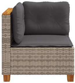 Szürke polyrattan kerti sarokkanapé párnával