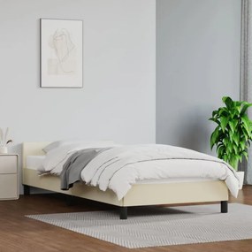 krémszínű ágykeret fejtámlával matrac nélkül 90x190 cm
