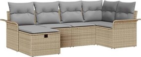 vidaXL Kerti Kanapé Szett 6 pcs Beige és Világosszürke polirattan