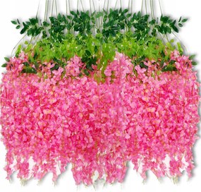 Művirág girland 1,1m glicin 12db-os fali erkély dekoráció rózsaszín