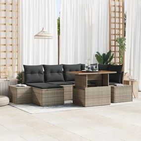 7 darabos kerti sofa szett párnákkal szürke poli rattan
