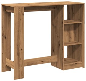 kézműves tölgy szerelt fa bárasztal polccal 124 x 46 x 103,5 cm