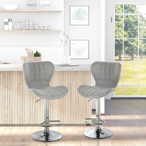 HOMCOM 2 db Kortárs Dizájnu Bar Szék Állítható Ülésmagasság 59-81 cm 360° Elforgatható Vászon Szürke | Aosom