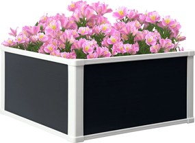 Outsunny Magasított Kertágy Veteményes Rekesz Drainázs Funkcióval Zöldségek, Fűszernövények számára Kertben, Teraszon és Erkélyen, Műanyag, Szürke, 60