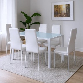 Tino NOVA Étkezőszék fehér textilbőr + fém - fehér