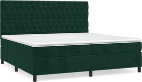 vidaXL sötétzöld bársony rugós ágy matraccal 200x200 cm