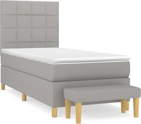 vidaXL világosszürke szövet rugós ágy matraccal 90 x 200 cm
