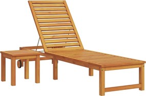 vidaXL Napozó Barna 202 x 53 x 89 cm Tömör Akácfa