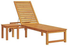 vidaXL Napozó Barna 202 x 53 x 89 cm Tömör Akácfa