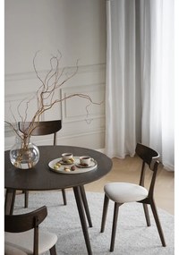 Sötétbarna kerek étkezőasztal tölgyfa dekorral ø 115 cm Yumi – Rowico