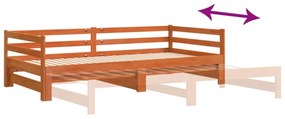 viaszbarna tömör fenyőfa kihúzható kanapéágy 80 x 200 cm