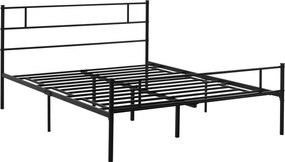 HOMCOM Fekete Dupla Ágykeret 165x211x100 cm Acélból, Beépített Rácsokkal, Ipari Stílusú Fejtámlával és Lábfejjel | Aosom