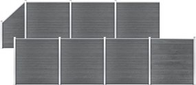 vidaXL 7 négyszögletes és 1 ferde szürke WPC kerítéselem 1311 x 186 cm