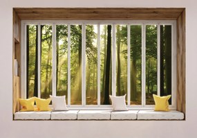 Fotótapéta Erdő Nap Zöld Relaxáció Ablak Keret 368x254 vinil +ragasztó
