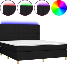 vidaXL fekete szövet rugós és LED-es ágy matraccal 160x200 cm