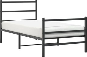 vidaXL fekete fém ágykeret fej- és lábtámlával 90 x 200 cm