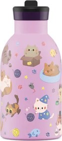 24BOTTLES Kids Clima 330ml rozsdamentes acél termosz szívószálas kupakkal, Meow Friends