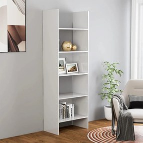 magasfényű fehér szerelt fa könyvszekrény 60 x 35 x 180 cm