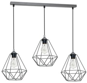 Függeszték BASKET 3xE27/60W/230V szürke