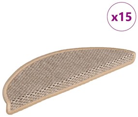 15 db szizál hatású világos bézsszínű lépcsőszőnyeg 56x17x3 cm