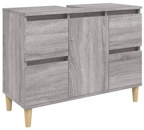 szürke sonoma színű szerelt fa mosdószekrény 80 x 33 x 60 cm