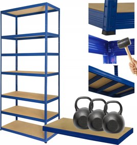 Tárolószekrény fém állvány Helios 270x90x30cm 7Px350kg Tömör Kék