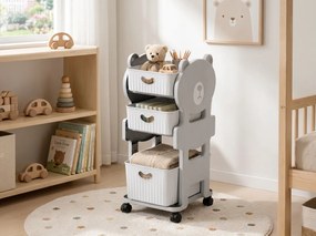 Gyermek polc kerekeken BEARRY 68x35x29 cm, szürke