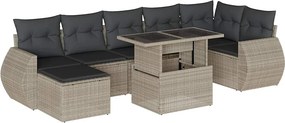 vidaXL 8 részes világosszürke polyrattan kerti ülőgarnitúra párnával