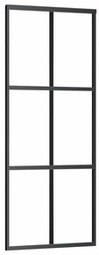 Fekete ESG üveg tolóajtó fémszerelvény-szettel 76x205 cm