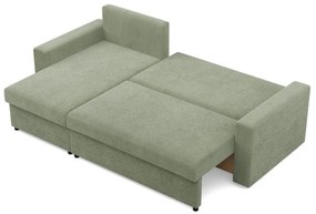 Zeus sarokkanapé, 2 ágyneműtartóval, egyenes kartámasz, kordbársony, univerzális oldal, bonell töltet, zöld