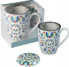 Porcelán bögre Livello fém főzőlappal 350 ml kasub folklór