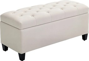 HOMCOM Tárolópad kárpitozott pad vászonhatásúval, 100 x 40 x 44 cm, krémfehér