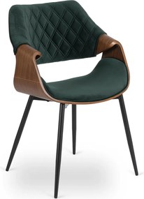 DAKOTA bársony szék zöld / dió színben