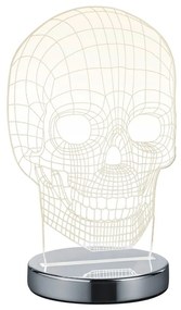 Fényes ezüstszínű LED asztali lámpa (magasság 21 cm) Skull – Trio