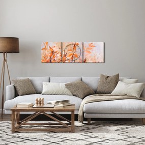 Kép - Festett virágok (órával) (90x30 cm)