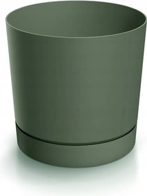 Műanyag virágcserép Tubos P tállal sötétzöld matt 260194-5018