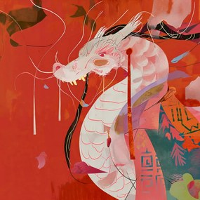 Poszter 40x40cm Orientatív Sárkány