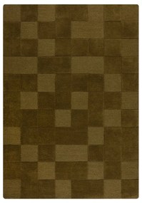 Khaki kézi szövésű gyapjú szőnyeg 160x230 cm Checkerboard – Flair Rugs