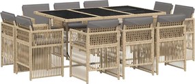 vidaXL 11részes vegyes bézs polyrattan kerti étkezőgarnitúra párnákkal
