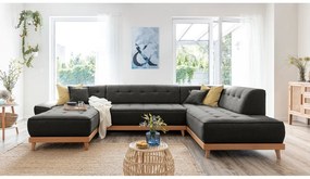 Dazzling Daisy sötétszürke kinyitható U alakú kanapé, jobb oldalas - Miuform