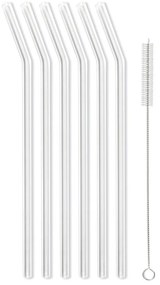 6 db-os fehér üveg szívószál készlet, hosszúság 23 cm - Vialli Design