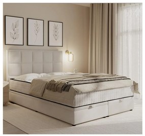 Kárpitozott ágy matracokkal és ágyneműtárolóval GRACE 140x200 cm bézs