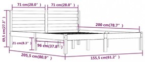 fehér tömör fenyőfa ágykeret 150 x 200 cm (King Size)