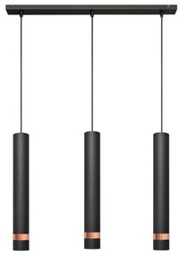 Helam LED Csillár zsinóron TUBA 3xGU10/4,8W/230V fekete/réz W-L 1111/3 BK+RG+BK